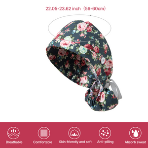 Scrub Caps Women,Bouffant Caps with Buttons Sweatband,Adjustable Scrub Cap for Men