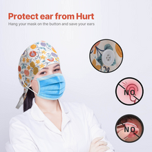 Load image into Gallery viewer, Scrub Caps Women,Bouffant Caps with Buttons Sweatband,Adjustable Scrub Cap for Men