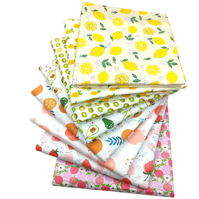 8Pcs 18x22 inch Quilting Cotton Fabric Squares Quilting Supplies Multi-Color Design Printed Floral Fabric for DIY(Fruit)