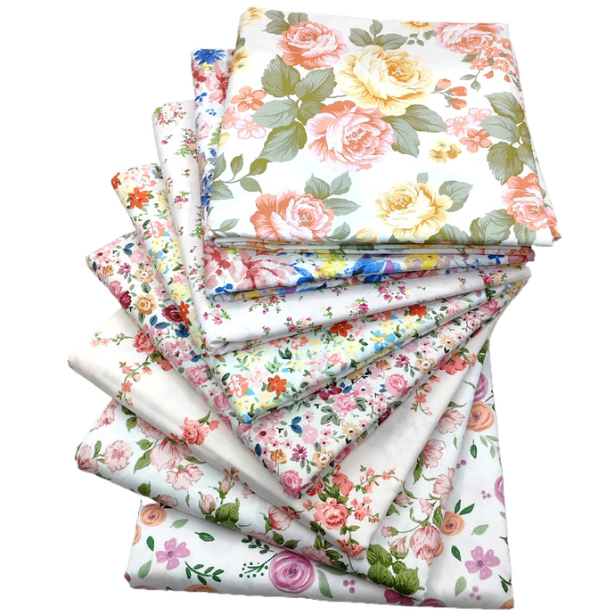 8Pcs 18x22 inch Quilting Cotton Fabric Squares Quilting Supplies Multi-Color Design Printed Floral Fabric for DIY(Rose)