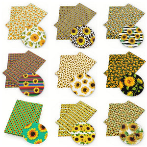 10Pcs 19.7x19.7 inch Quilting Cotton Fabric Squares Quilting Supplies Multi-Color Design Printed Sunflower Fabric for DIY(Sunflower)