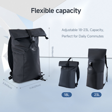 Load image into Gallery viewer, Get a $28.99 iPhone 15 Pro Max Case for Just $1 with Rolltop Backpack Purchase - Lightweight PU Water-Resistant Laptop Backpack, Large Capacity Adjustable 23L for Travel Sports University Camping, Black