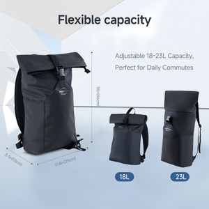 Get a $28.99 iPhone 15 Pro Max Case for Just $1 with Rolltop Backpack Purchase - Lightweight PU Water-Resistant Laptop Backpack, Large Capacity Adjustable 23L for Travel Sports University Camping, Black