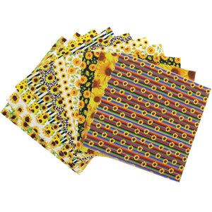10Pcs 19.7x19.7 inch Quilting Cotton Fabric Squares Quilting Supplies Multi-Color Design Printed Sunflower Fabric for DIY(Sunflower)