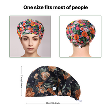 Load image into Gallery viewer, 4 Pcs Scrub Caps Women,Bouffant Caps with Sweatband,Adjustable Scrub Caps for Women Men,Working Hats Surgical Cap Nurse Chef Waiter Hat Tie Back Hats Hair,Flower