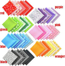 Load image into Gallery viewer, 49Pcs 9.8&quot;x9.8&quot; Quilting Cotton Fabric Squares Quilting Supplies Multi-Color Design Printed Floral Fabric for DIY(Red/Yellow/Green/Blue/Pink/Purple/Grey/Black)