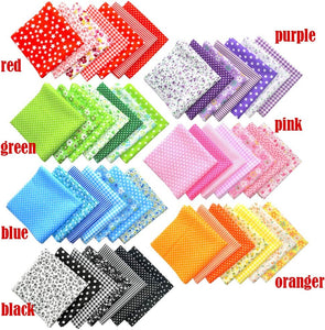 49Pcs 9.8"x9.8" Quilting Cotton Fabric Squares Quilting Supplies Multi-Color Design Printed Floral Fabric for DIY(Red/Yellow/Green/Blue/Pink/Purple/Grey/Black)