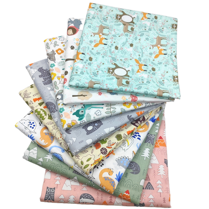 8Pcs 18x22 inch Quilting Cotton Fabric Squares Quilting Supplies Multi-Color Design Printed Floral Fabric for DIY(Cute Animal)