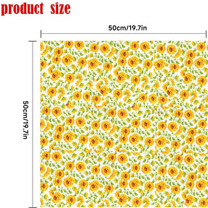 10Pcs 19.7x19.7 inch Quilting Cotton Fabric Squares Quilting Supplies Multi-Color Design Printed Sunflower Fabric for DIY(Sunflower)