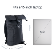 Load image into Gallery viewer, Get a $28.99 iPhone 15 Pro Max Case for Just $1 with Rolltop Backpack Purchase - Lightweight PU Water-Resistant Laptop Backpack, Large Capacity Adjustable 23L for Travel Sports University Camping, Black