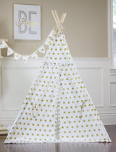 Load image into Gallery viewer, Golden Polka Dot Pompom Teepee Package