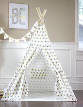 Load image into Gallery viewer, Golden Polka Dot Pompom Teepee Package