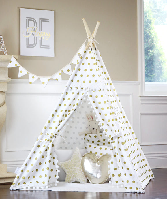Golden Polka Dot Pompom Teepee Package