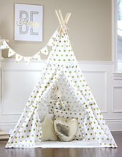 Load image into Gallery viewer, Golden Polka Dot Pompom Teepee Package