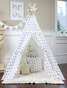 Lilac Polka Dot Pompom Teepee Package