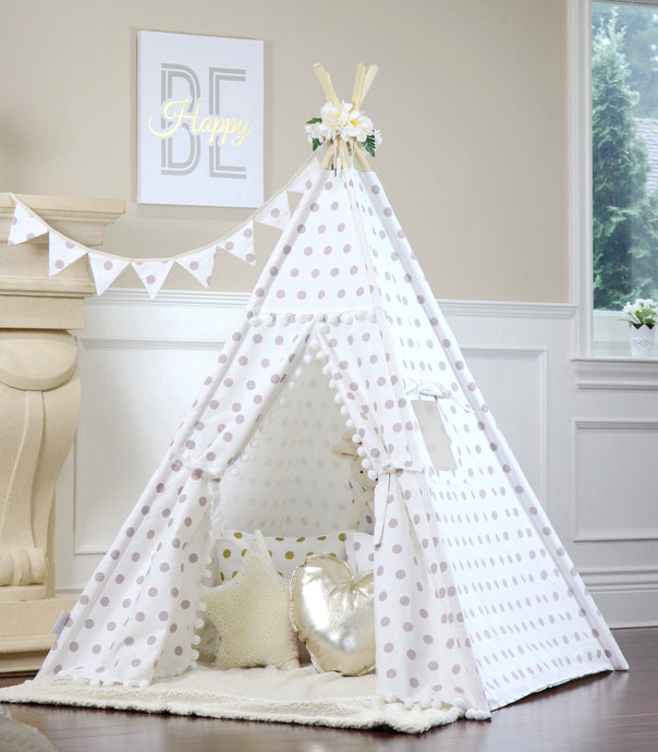 Lilac Polka Dot Pompom Teepee Package