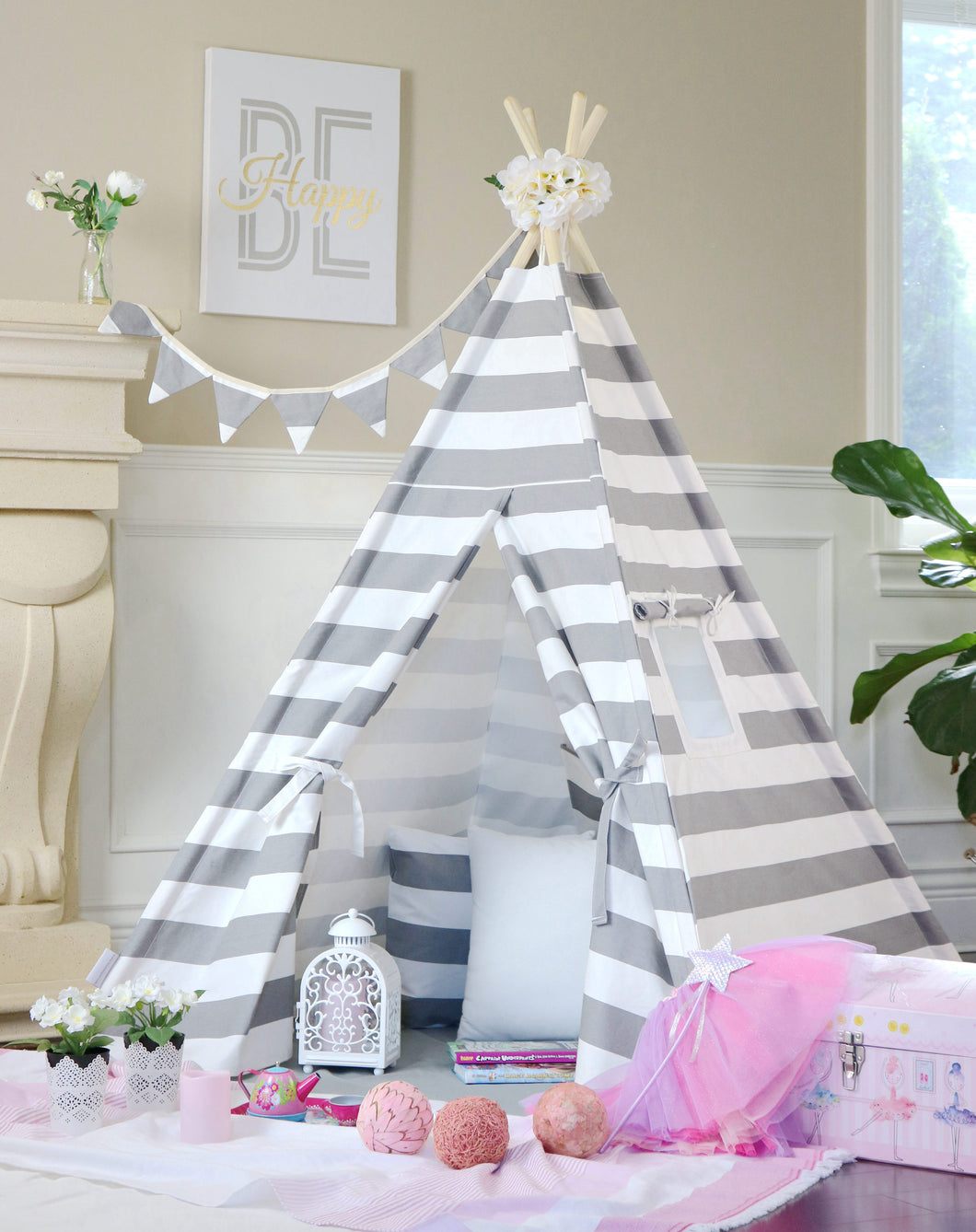 Grey Stripe Teepee Package